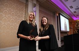 Laura Hendrick, Client Services Director, Clear Channel Ireland - Accepting the Advertising & Advertising Media Research Award from Dr Etain Kidney, Deputy Head of The School of Marketing at DIT