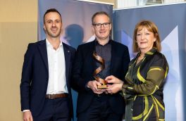 Brand Development & Strategy award winners Richard Cooper Senior Insight Executive & David Cullen CEO of Opinions, with sponsor Antoinnette O' Callaghan Marketing Manager Global.