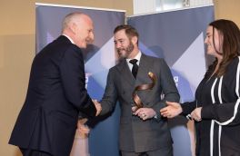 Business 2 Business award winner Luke Reaper Director B&A with sponsor Lorcán Hanlon - Chief Commercial/Revenue Officer, Business Post Group