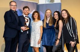 Sustainability award winners David Cullen and Emma Woodhead Opinions with David Deeley & Christina Furlong Kerry Taste & Nutrition. Presenting award is sponsor Gosia Remi, Marketing Intelligence manager in AIB and Etain Kidney TU Dublin